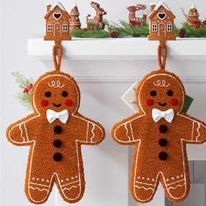 Qty 2 | 18” Christmas Faux Shearling Gingerbread Stocking, Wondershop